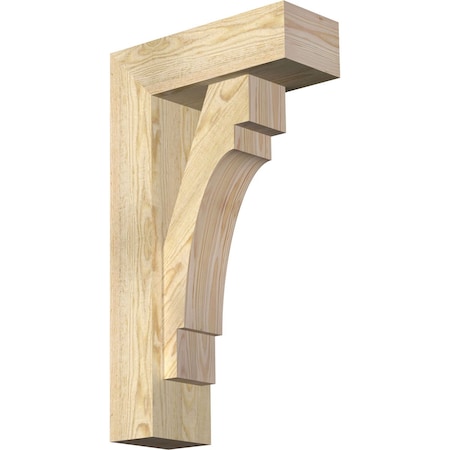 Ekena Millwork Merced Block Rough Sawn Bracket w/ Offset Brace, Douglas Fir, 6"W x 16"D x 28"H BKT0604X16X28MRC05RDF